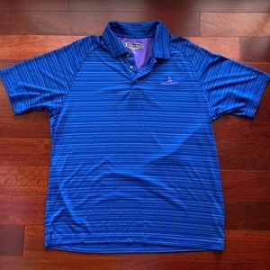 Pebble Beach Performance Golf Polo Blue with Purple Stripes Size L